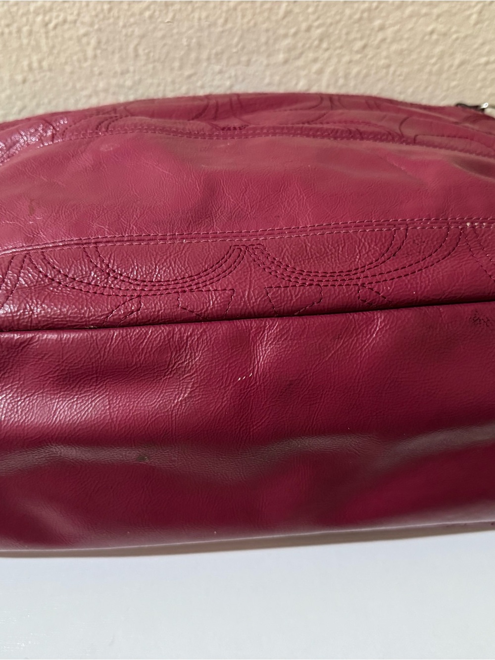 Coach Signature Leather Tote in Deep Raspberry - Picture 5 of 16